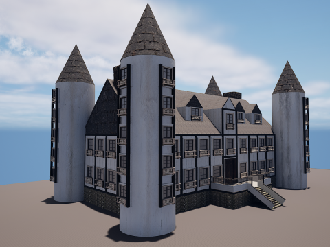 Mega Highly Detailed Castle-Mansion 4K 3D 모델