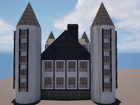 Mega Highly Detailed Castle-Mansion 4K 3D Model