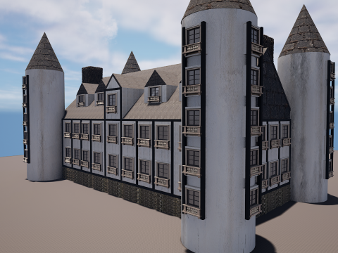 Mega Highly Detailed Castle-Mansion 4K 3D 모델