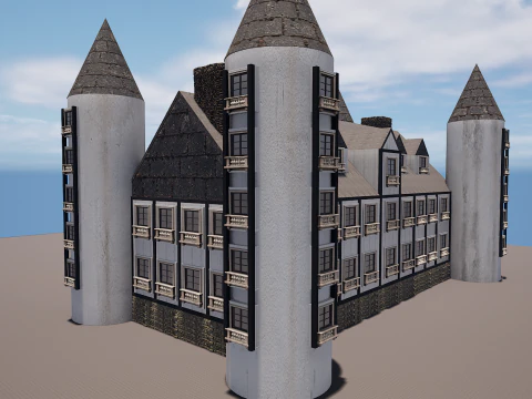 Mega Highly Detailed Castle-Mansion 4K 3D Model