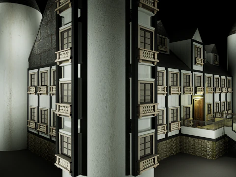 Mega Highly Detailed Castle-Mansion 4K 3D Model