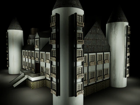 Mega Highly Detailed Castle-Mansion 4K 3D Model
