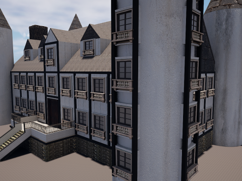 Mega Highly Detailed Castle-Mansion 4K 3D 모델