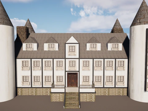 Mega Highly Detailed Castle-Mansion 4K 3D Model