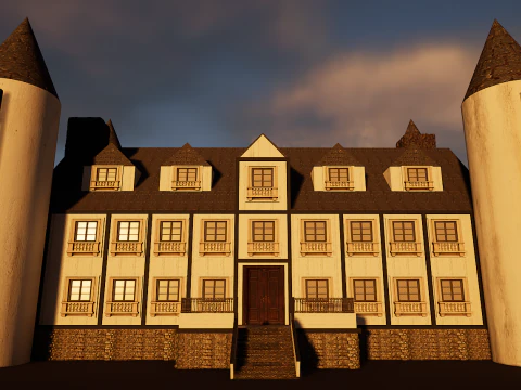 Mega Highly Detailed Castle-Mansion 4K 3D Model