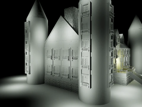 Mega Highly Detailed Castle-Mansion 4K 3D Model