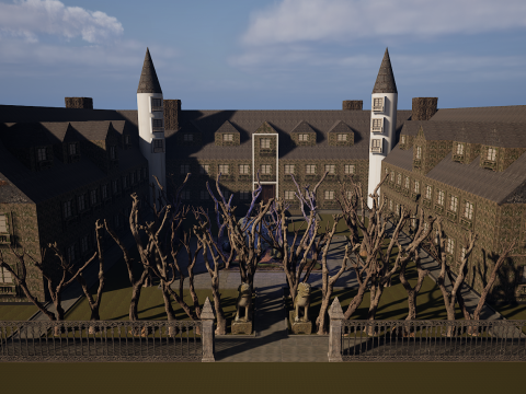 Mega Castle-Mansion with Garden 4K Modello 3D