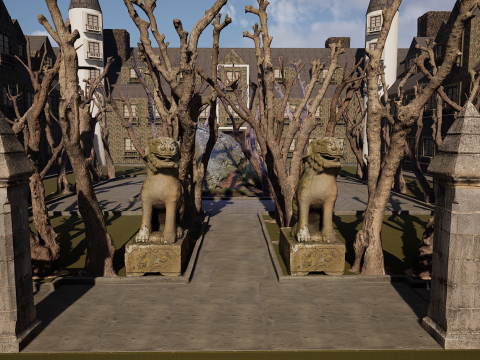 Mega Castle-Mansion with Garden 4K Modello 3D