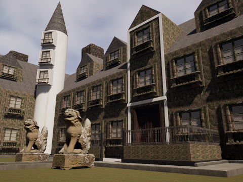 Mega Castle-Mansion with Garden 4K Modello 3D