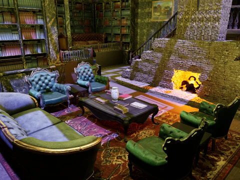 Accogliente sala fantasy vittoriana Modello 3D