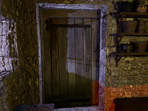 Cozy Stone Village House Room with Fireplace 3D Model