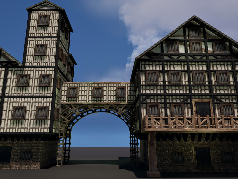 Fantasy Medieval Village Houses Highly Detailed 3D Model