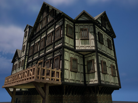 Fantasy Medieval Village Houses Highly Detailed 3D 模型