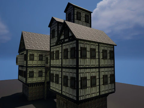 Fantasy Medieval Village Houses Highly Detailed 3D Model