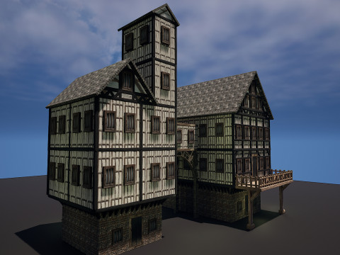 Fantasy Medieval Village Houses Highly Detailed 3D 模型