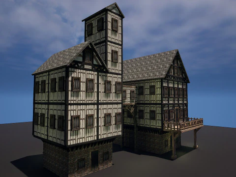 Fantasy Medieval Village Houses Highly Detailed 3D Model