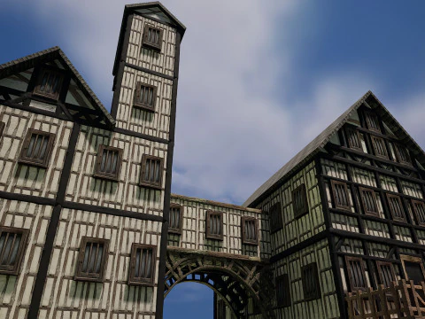 Fantasy Medieval Village Houses Highly Detailed 3D Model