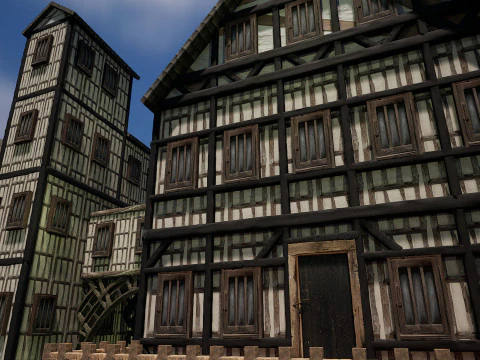 Fantasy Medieval Village Houses Highly Detailed 3D Model