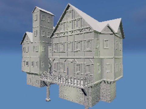 Fantasy Medieval Village Houses Highly Detailed 3D Model
