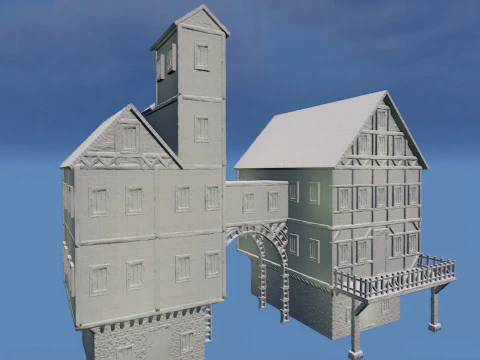 Fantasy Medieval Village Houses Highly Detailed 3D Model