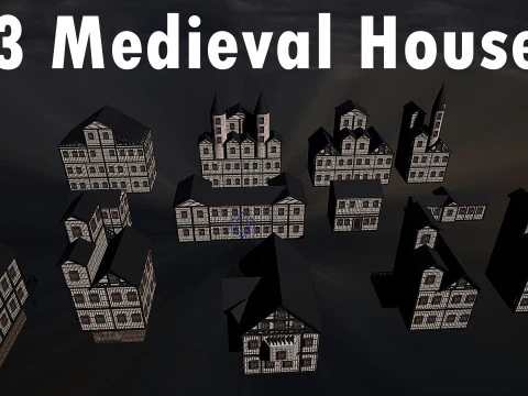 13 个中世纪奇幻乡村房屋包 3D 模型
