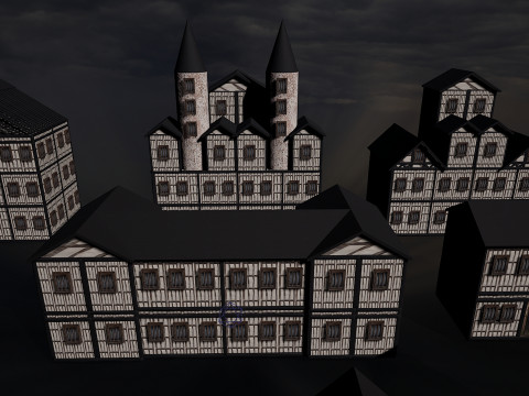 13 Medieval Fantasy Village Houses Pack 3D Model