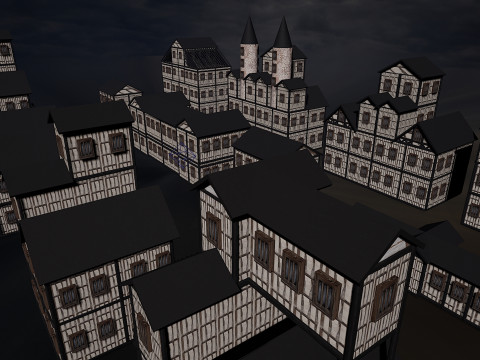 13 Medieval Fantasy Village Houses Pack 3D Model