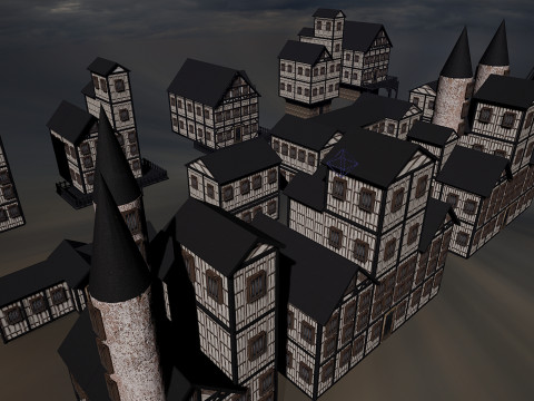 13 Medieval Fantasy Village Houses Pack 3D Model