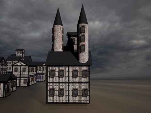 13 Medieval Fantasy Village Houses Pack 3D Model