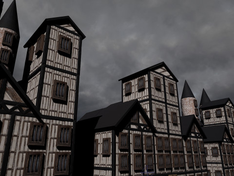 13 Medieval Fantasy Village Houses Pack 3D Model