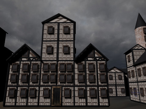 13 Medieval Fantasy Village Houses Pack 3D Model