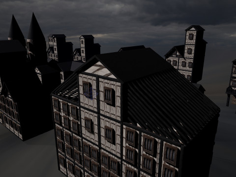 13 Medieval Fantasy Village Houses Pack 3D Model