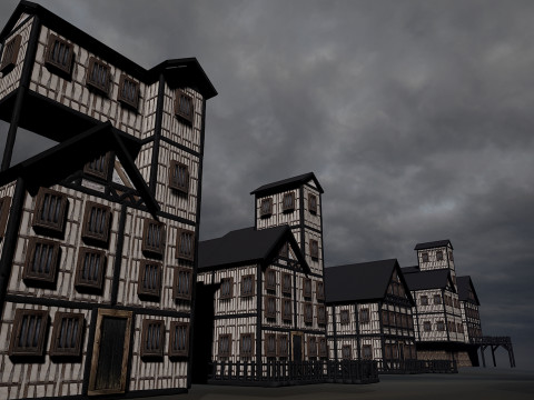13 Medieval Fantasy Village Houses Pack 3D Model