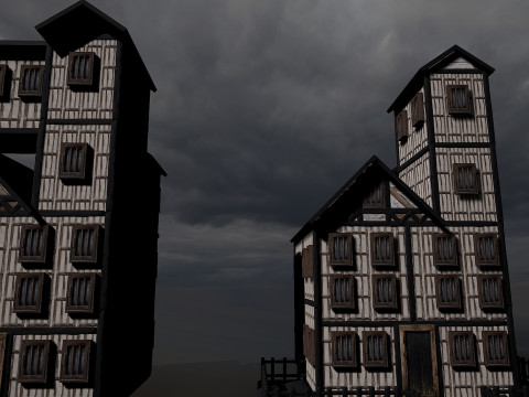 13 Medieval Fantasy Village Houses Pack 3D Model