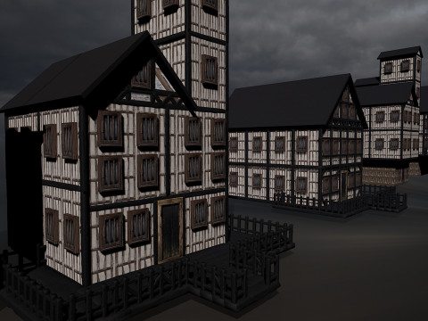 13 Medieval Fantasy Village Houses Pack 3D Model