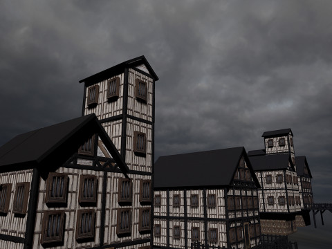 13 Medieval Fantasy Village Houses Pack 3D Model