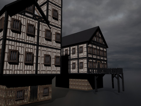 13 Medieval Fantasy Village Houses Pack 3D Model