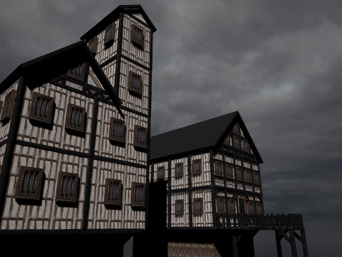 13 Medieval Fantasy Village Houses Pack 3D Model