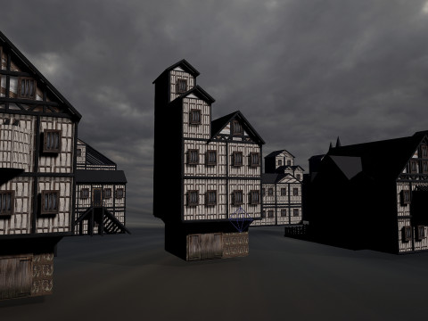 13 Medieval Fantasy Village Houses Pack 3D Model