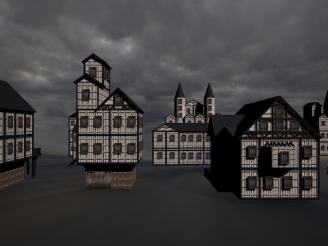 13 Medieval Fantasy Village Houses Pack 3D Model