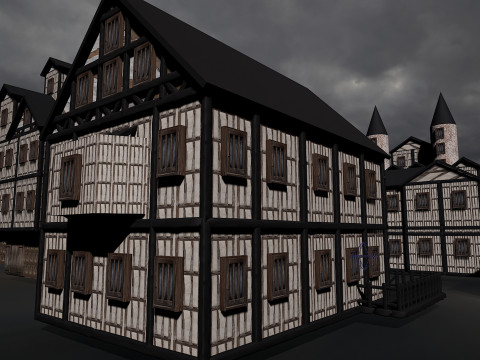 13 Medieval Fantasy Village Houses Pack 3D Model