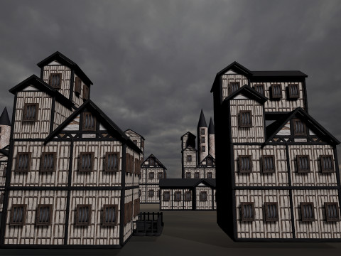 13 Medieval Fantasy Village Houses Pack 3D Model