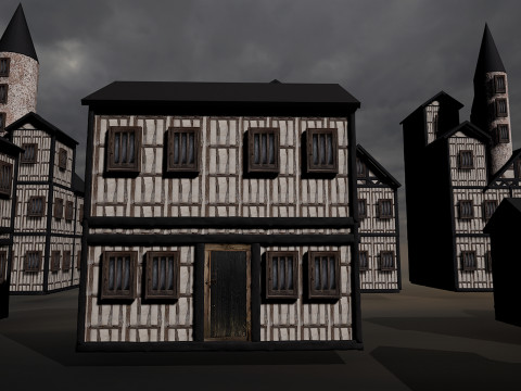 13 Medieval Fantasy Village Houses Pack 3D Model