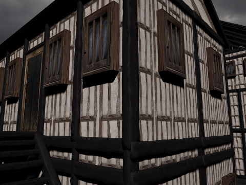 13 Medieval Fantasy Village Houses Pack 3D Model