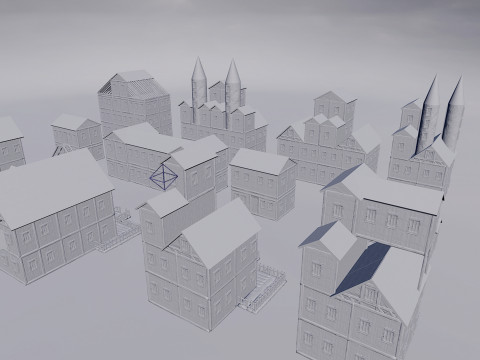 13 Medieval Fantasy Village Houses Pack 3D Model