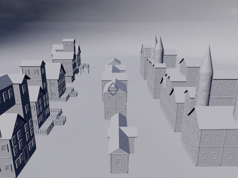 13 Medieval Fantasy Village Houses Pack 3D Model