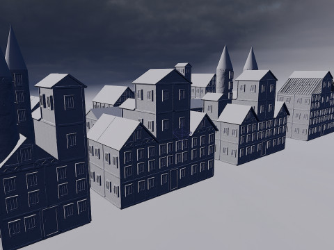 13 Medieval Fantasy Village Houses Pack 3D Model