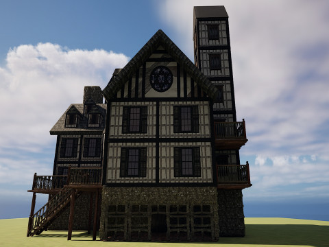Medieval Fantasy House-Mansion-Manor-Hotel Modello 3D
