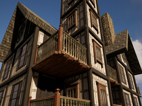 Medieval Fantasy House-Mansion-Manor-Hotel Modello 3D
