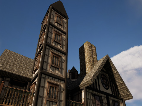 Medieval Fantasy House-Mansion-Manor-Hotel Modello 3D